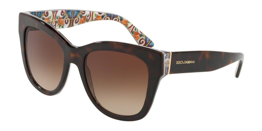 DOLCE & GABBANA DG4270 Square Sunglasses 317813-HAVANA ON NEW MAIOLICA 55-19-140 - Color Map havana