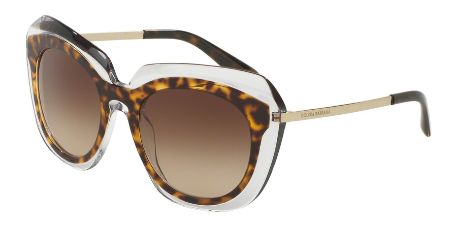 DOLCE & GABBANA DG4282F Irregular Sunglasses  757/13-HAVANA ON TRANSPARENT 54-21-145 - Color Map havana
