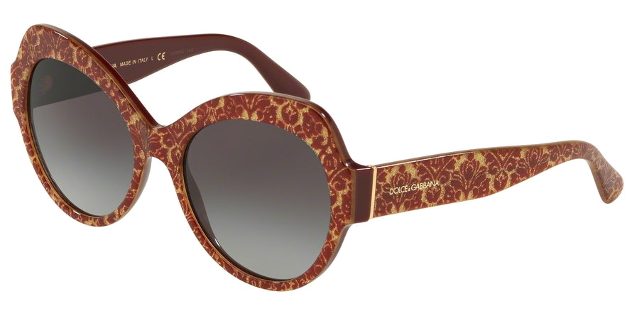 DOLCE & GABBANA DG4320 Cat Eye Sunglasses  32068G-DAMASCUS GLITTER ON BORDEAUX 56-19-140 - Color Map bordeaux