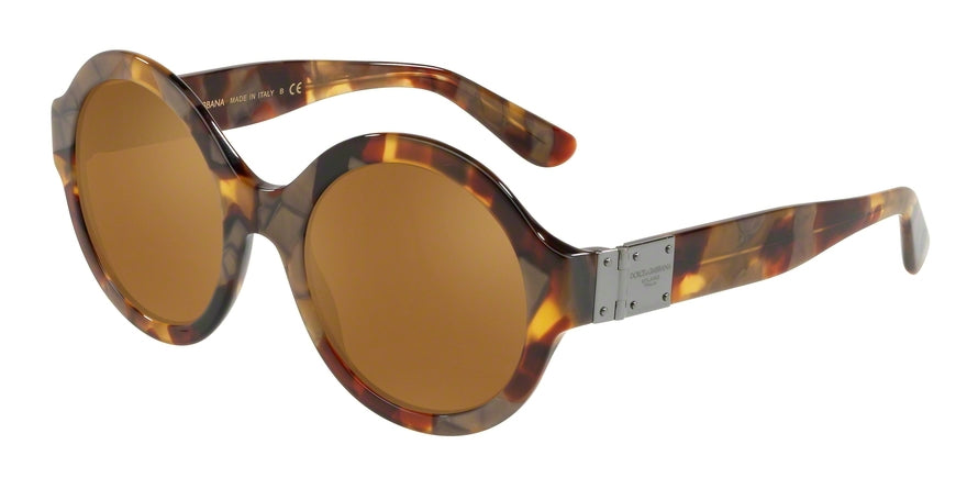 DOLCE & GABBANA DG4331F Round Sunglasses 31706H-HAVANA PEARL GOLD 53-21-140 - Color Map gold
