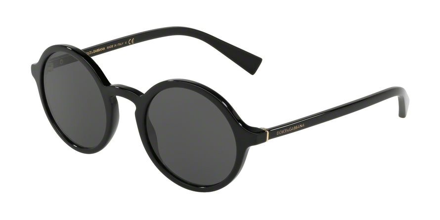 DOLCE & GABBANA DG4342F Round Sunglasses 501/87-BLACK 49-22-140 - Color Map black