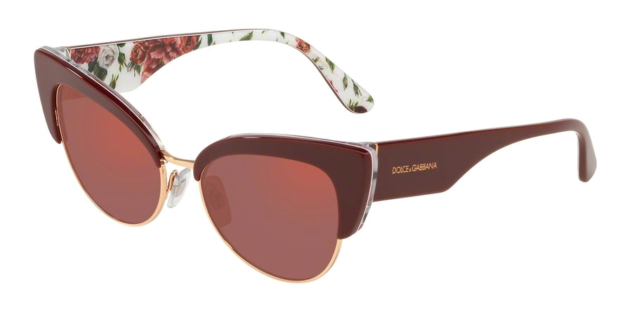 DOLCE & GABBANA DG4346 Cat Eye Sunglasses 3202D0-BORDEAUX ON ROSE AND PEONY 53-17-145 - Color Map multi