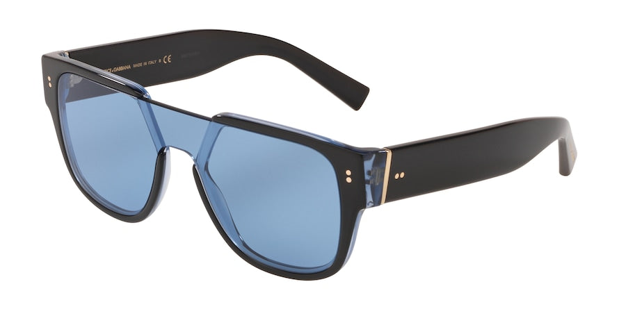 DOLCE & GABBANA DG4356F Rectangle Sunglasses 324072-BLACK ON TRANSPARENT AZURE 22-122-140 - Color Map black
