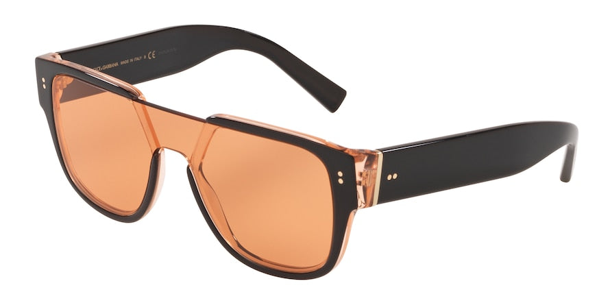 DOLCE & GABBANA DG4356 Square Sunglasses 323974-BLACK ON TRANSPARENT ORANGE 22-122-140 - Color Map black