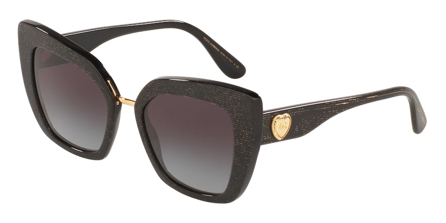 DOLCE & GABBANA DG4359F Rectangle Sunglasses 32188G-GLITTER GOLD STRIPED BLACK 52-20-140 - Color Map black
