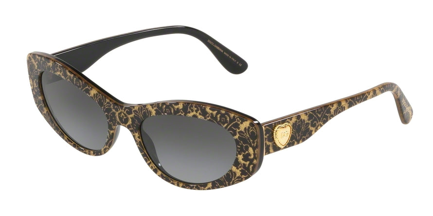 DOLCE & GABBANA DG4360F Cat Eye Sunglasses 32148G-DAMASCO GLITTER BLACK ON BLACK 53-18-140 - Color Map black