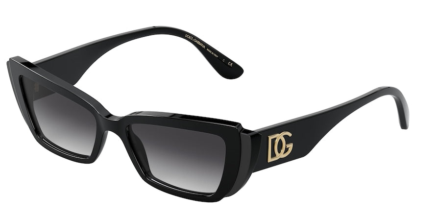 DOLCE & GABBANA DG4382F Rectangle Sunglasses 501/8G-BLACK/MATTE BLACK 54-17-145 - Color Map black