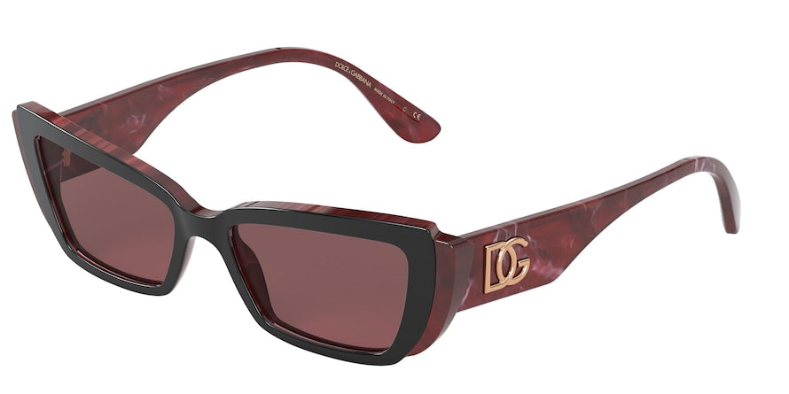 DOLCE & GABBANA DG4382 Rectangle Sunglasses 327169-TOP BLACK ON BORDEAUX MARBLE 54-17-145 - Color Map black