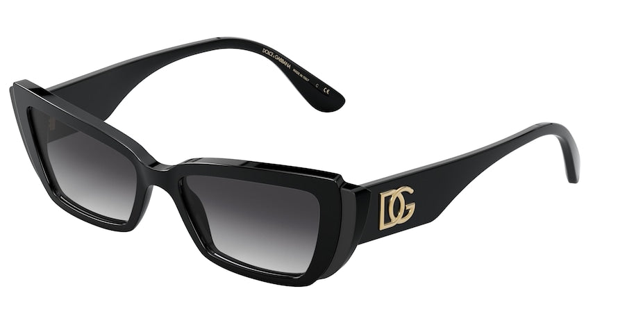 DOLCE & GABBANA DG4382 Rectangle Sunglasses 501/8G-BLACK/MATTE BLACK 54-17-145 - Color Map black
