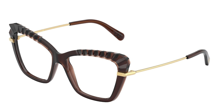 DOLCE & GABBANA DG5050 Cat Eye Eyeglasses 3159-TRANSPARENT BROWN 54-15-140 - Color Map brown