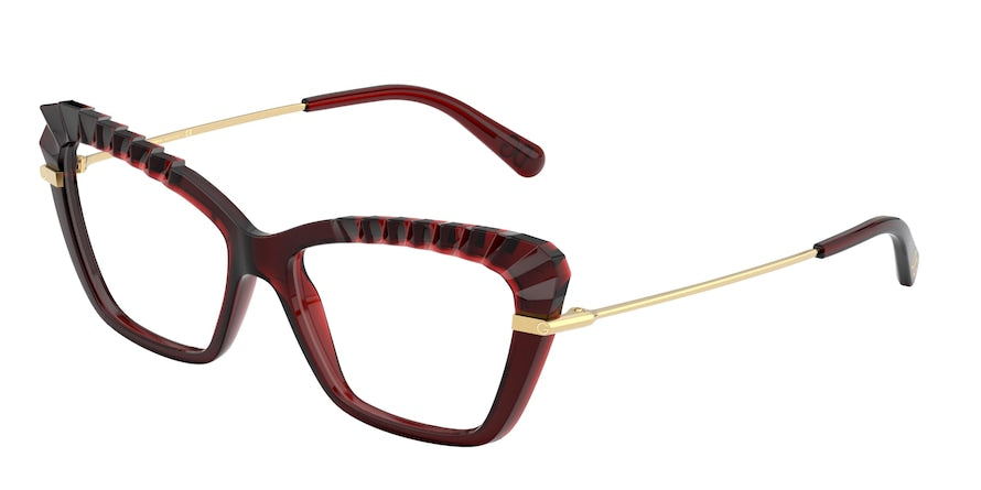 DOLCE & GABBANA DG5050 Cat Eye Eyeglasses 550-TRANSPARENT RED 54-15-140 - Color Map bordeaux