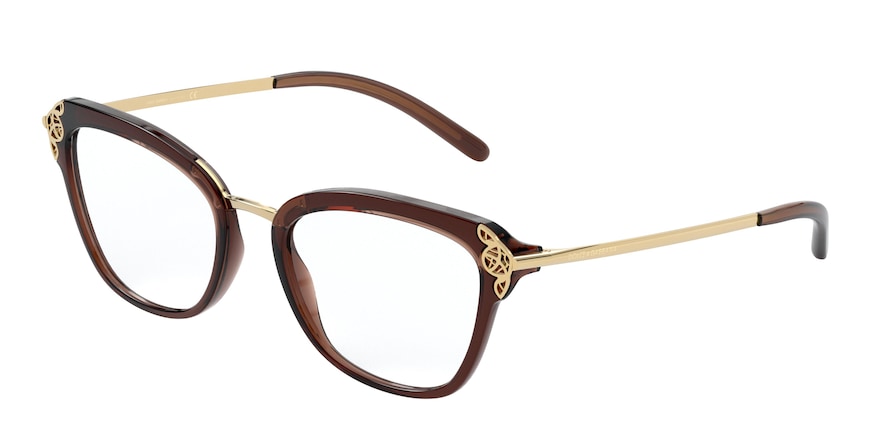 DOLCE & GABBANA DG5052 Butterfly Eyeglasses 3159-TRANSPARENT BROWN 52-19-140 - Color Map brown