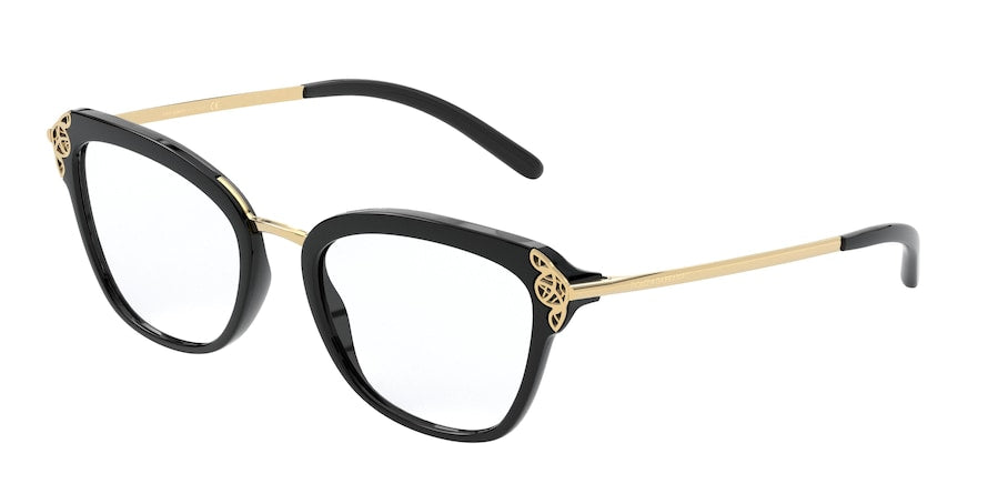 DOLCE & GABBANA DG5052 Butterfly Eyeglasses 501-BLACK 52-19-140 - Color Map black