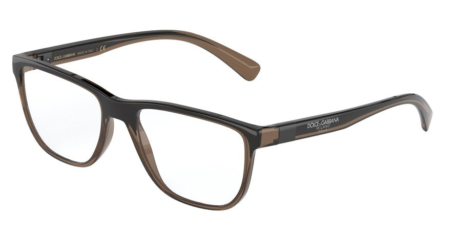 DOLCE & GABBANA DG5053 Rectangle Eyeglasses 3259-TRANSPARENT BROWN/BLACK 56-18-145 - Color Map brown