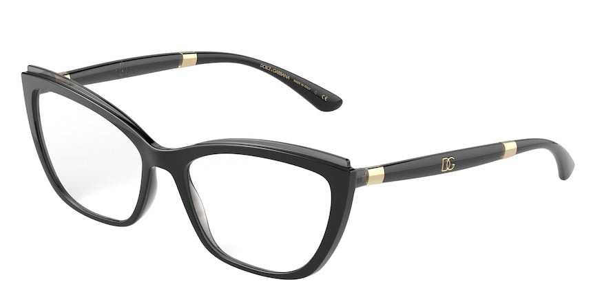 DOLCE & GABBANA DG5054 Cat Eye Eyeglasses 3246-BLACK ON TRANSPARENT GREY 56-17-145 - Color Map black