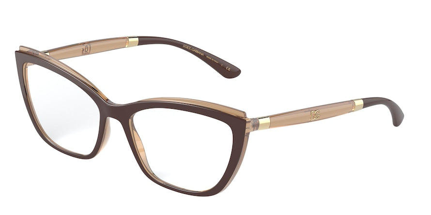 DOLCE & GABBANA DG5054 Cat Eye Eyeglasses 3273-BROWN ON TRANSP BEIGE 56-17-145 - Color Map brown