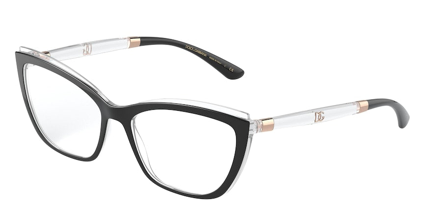 DOLCE & GABBANA DG5054 Cat Eye Eyeglasses 675-BLACK ON CRYSTAL 56-17-145 - Color Map black
