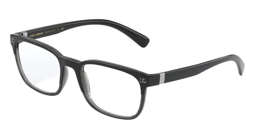 DOLCE & GABBANA DG5056 Rectangle Eyeglasses 3275-TOP BLACK ON GREY 56-19-145 - Color Map black