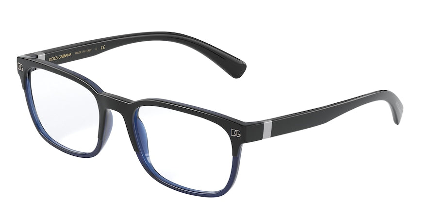 DOLCE & GABBANA DG5056 Rectangle Eyeglasses 3276-TOP BLACK ON BLUE 56-19-145 - Color Map black