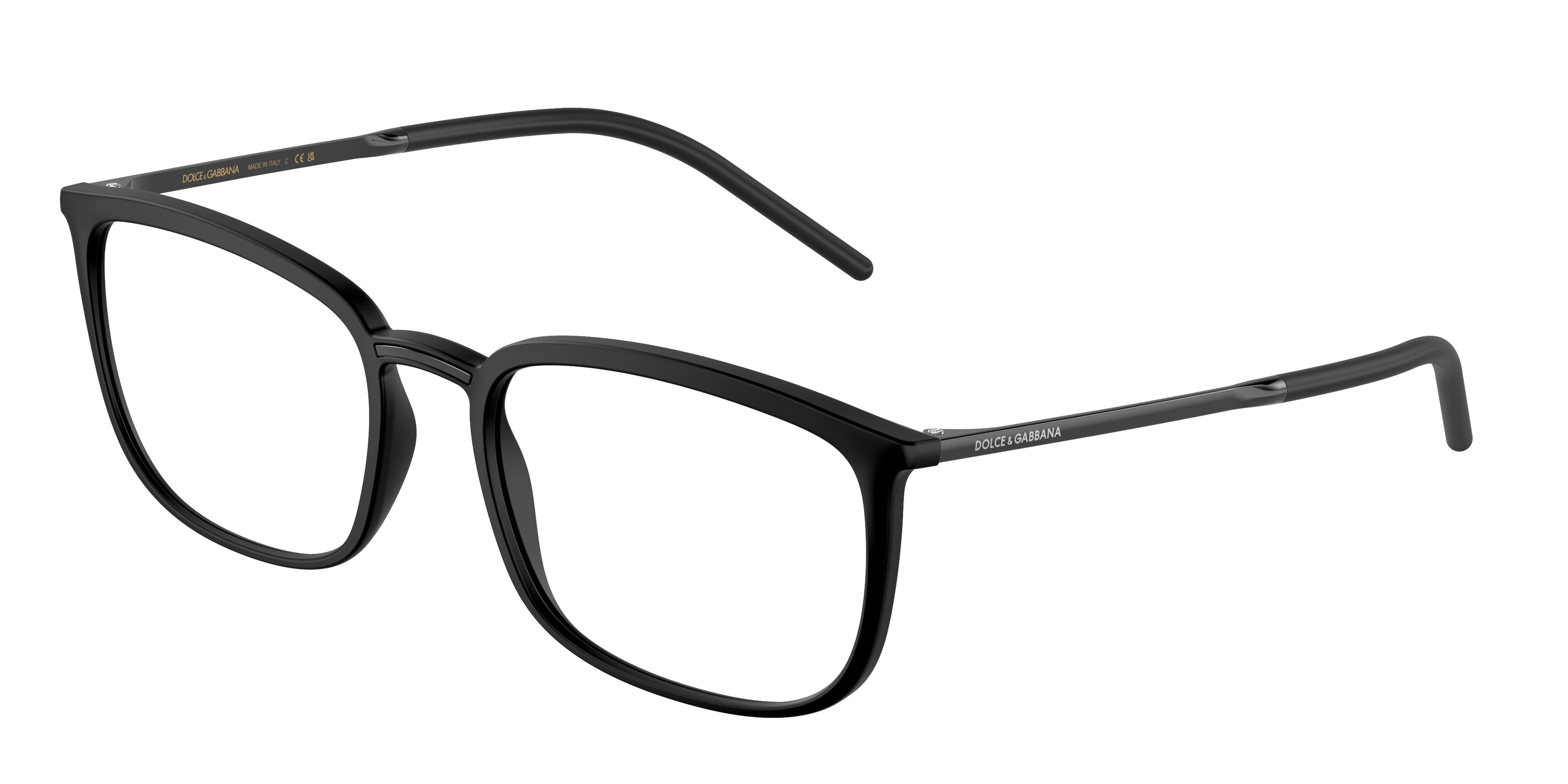 DOLCE & GABBANA DG5059 Rectangle Eyeglasses 2525-Matteblack 55-145-19 - Color Map Black