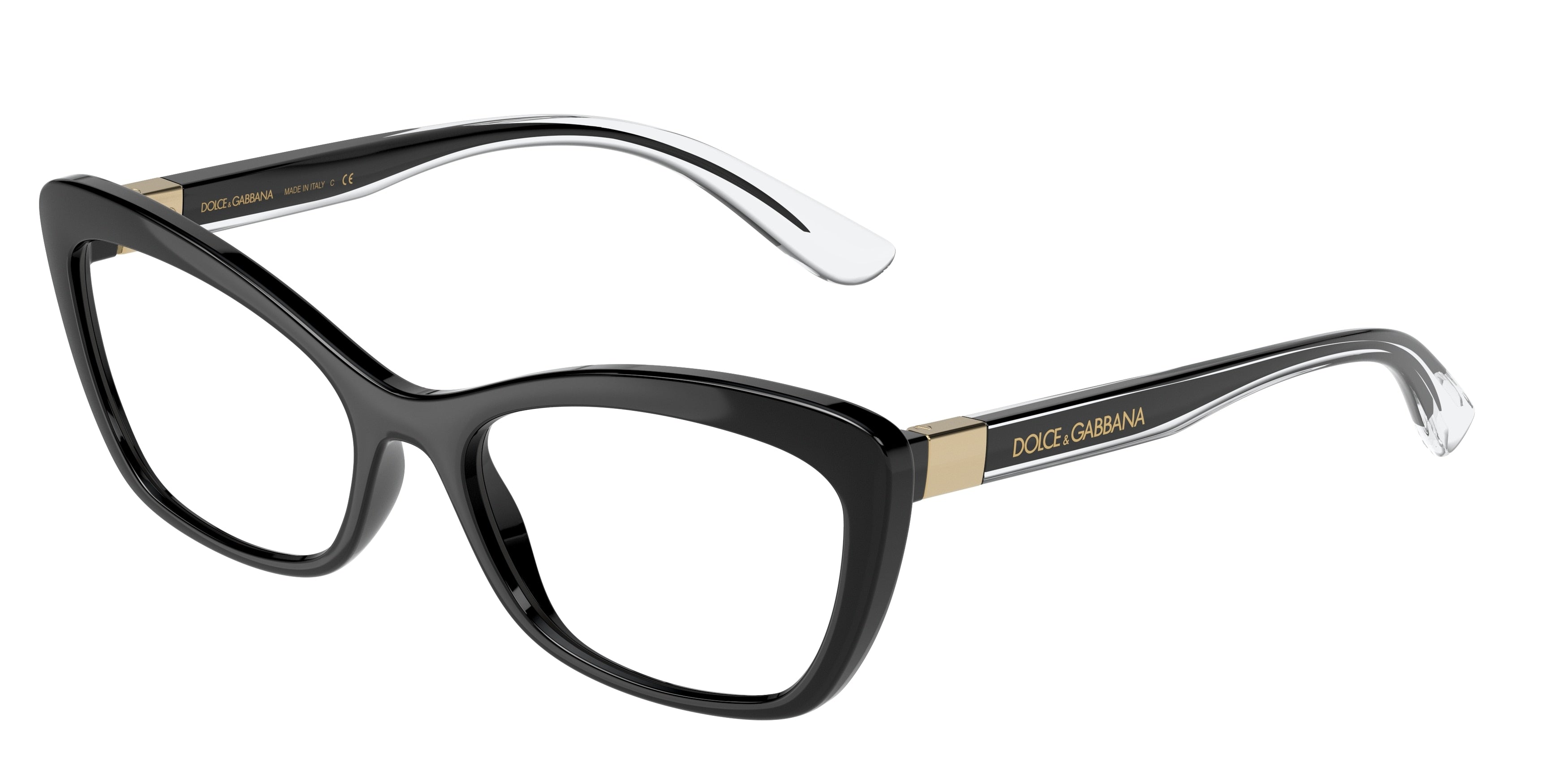 DOLCE & GABBANA DG5082 Cat Eye Eyeglasses 501-Black 56-145-18 - Color Map Black