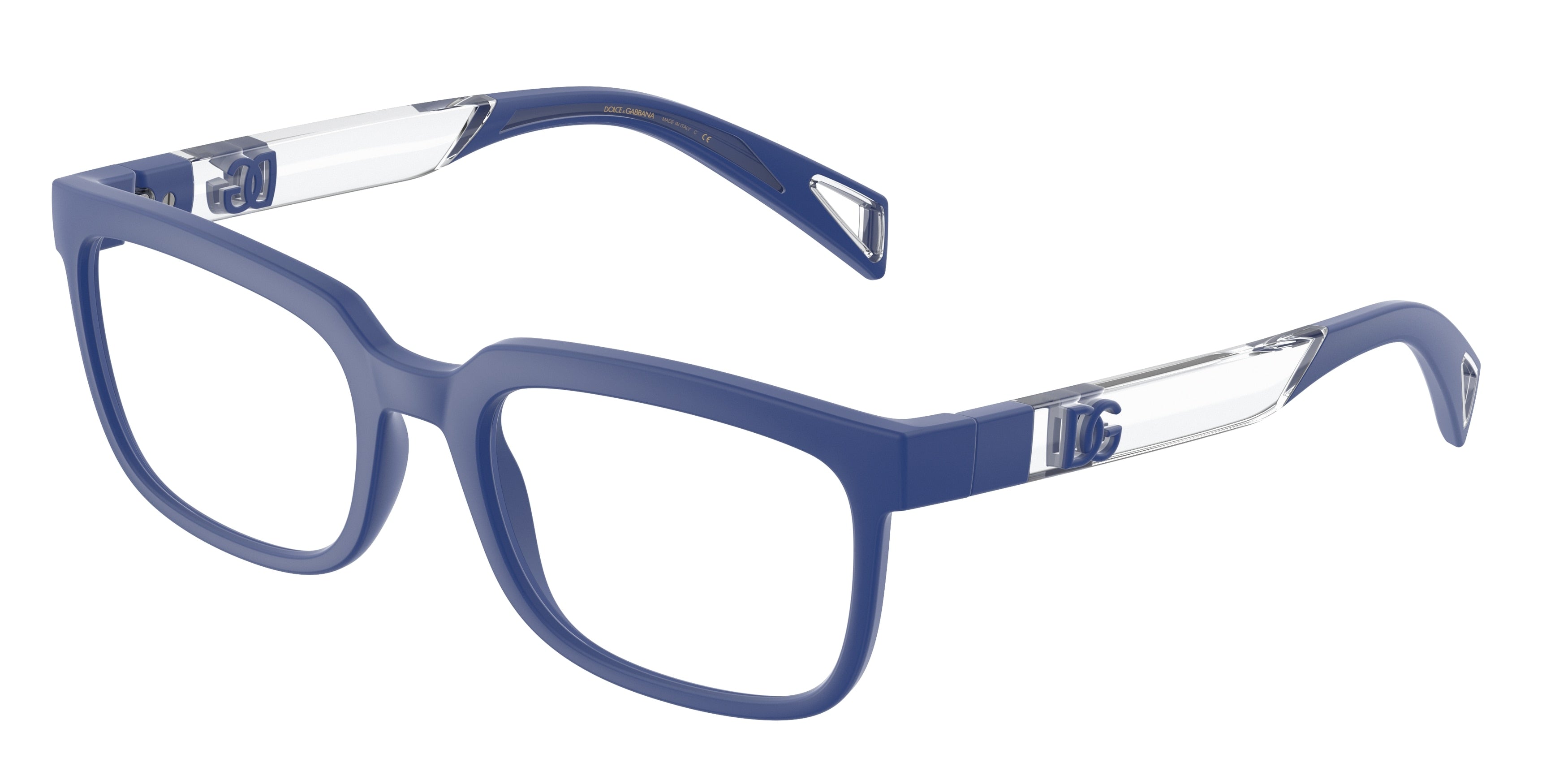 DOLCE & GABBANA DG5085 Square Eyeglasses 3339-Blue Rubber 55-145-20 - Color Map Blue