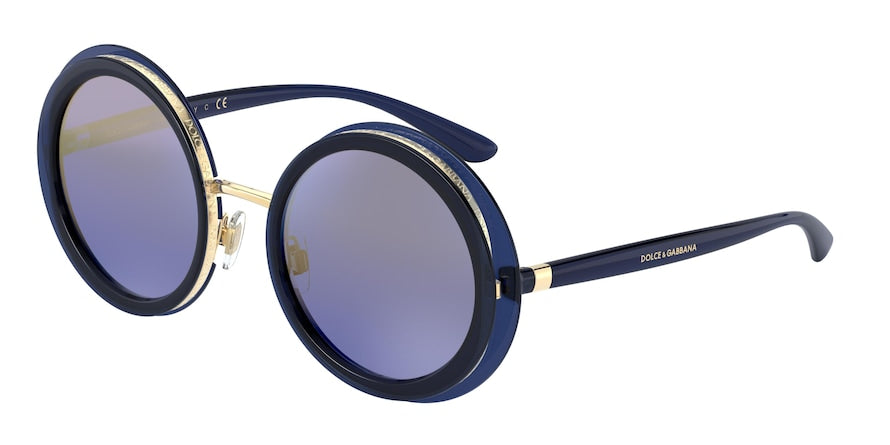 DOLCE & GABBANA DG6127 Round Sunglasses 309433-OPAL BLUE 52-22-140 - Color Map blue