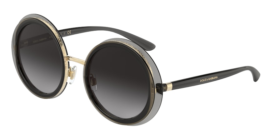 DOLCE & GABBANA DG6127 Round Sunglasses 31608G-TRANSPARENT GREY/GOLD 52-22-140 - Color Map grey