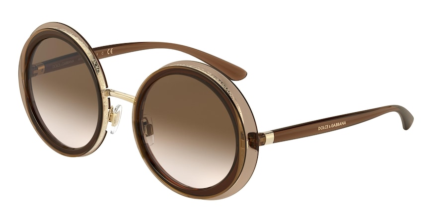 DOLCE & GABBANA DG6127 Round Sunglasses 537413-TRANSPARENT BROWN 52-22-140 - Color Map brown