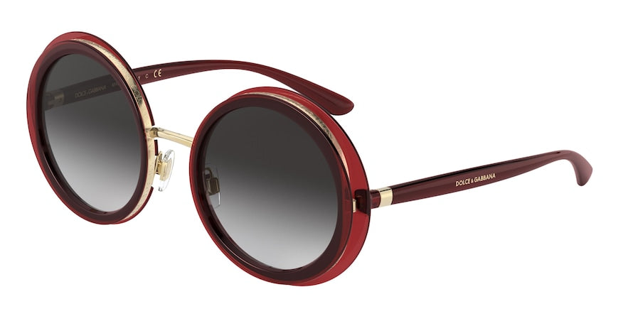 DOLCE & GABBANA DG6127 Round Sunglasses 550/8G-TRANSPARENT RED 52-22-140 - Color Map red
