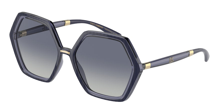 DOLCE & GABBANA DG6167 Irregular Sunglasses 33244L-CHEVRON/TRANSPARENT BLUE 57-16-145 - Color Map blue