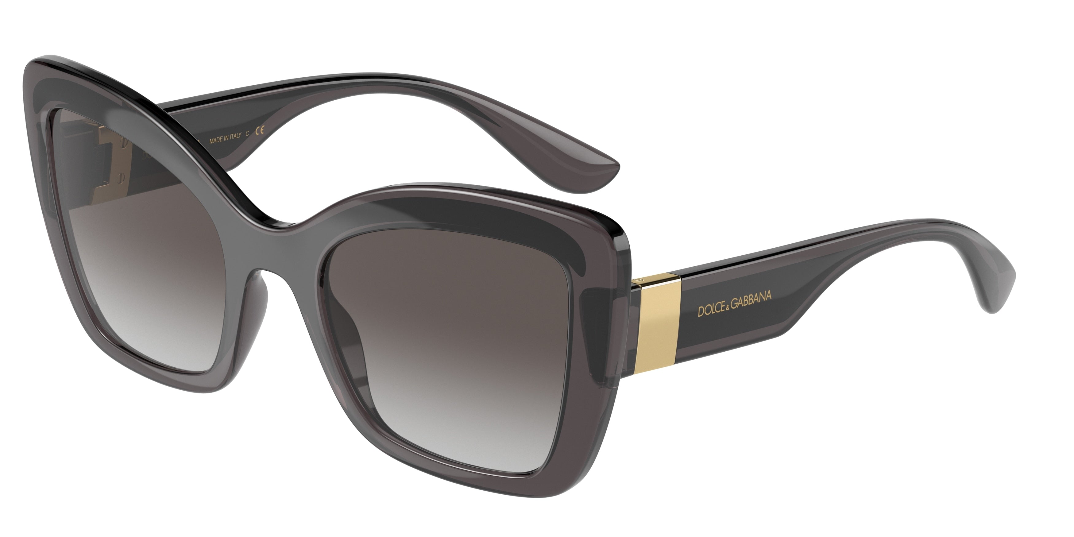 DOLCE & GABBANA DG6170 Butterfly Sunglasses 32578G-Transparent Grey/Black 52-145-22 - Color Map Grey