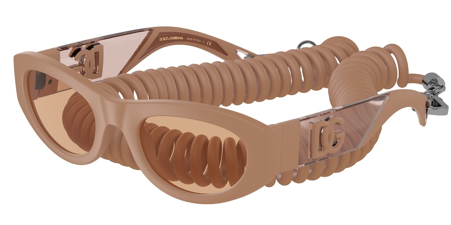 DOLCE & GABBANA DG6174 Pillow Sunglasses 329273-CAMEL RUBBER 54-23-145 - Color Map light brown