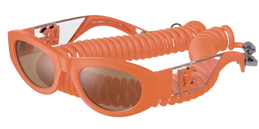 DOLCE & GABBANA DG6174 Pillow Sunglasses 33386Q-ORANGE RUBBER 54-23-145 - Color Map orange