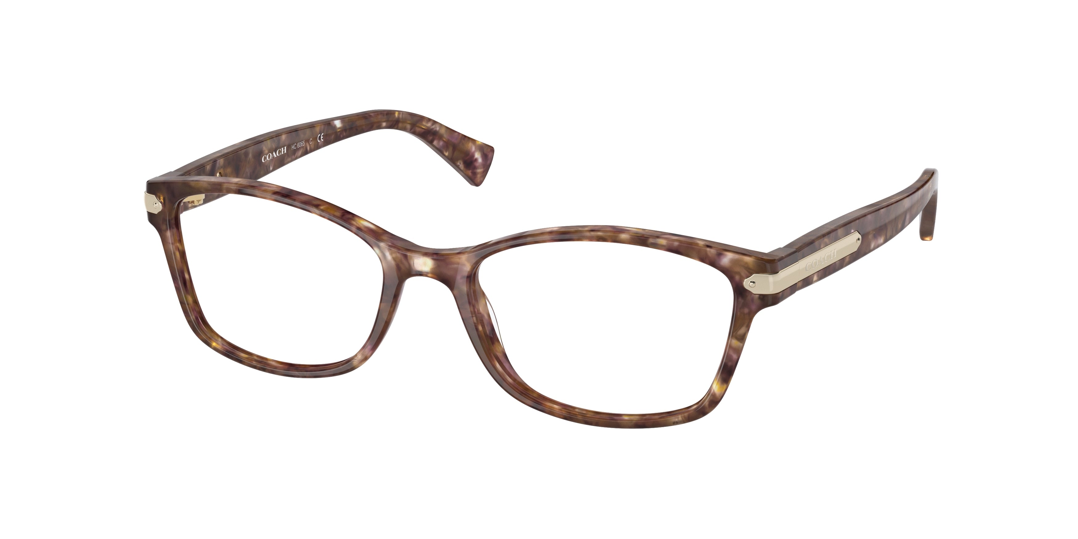 Coach HC6065 Rectangle Eyeglasses  5287-Light Brown Confetti Tortoise 51-135-17 - Color Map Brown