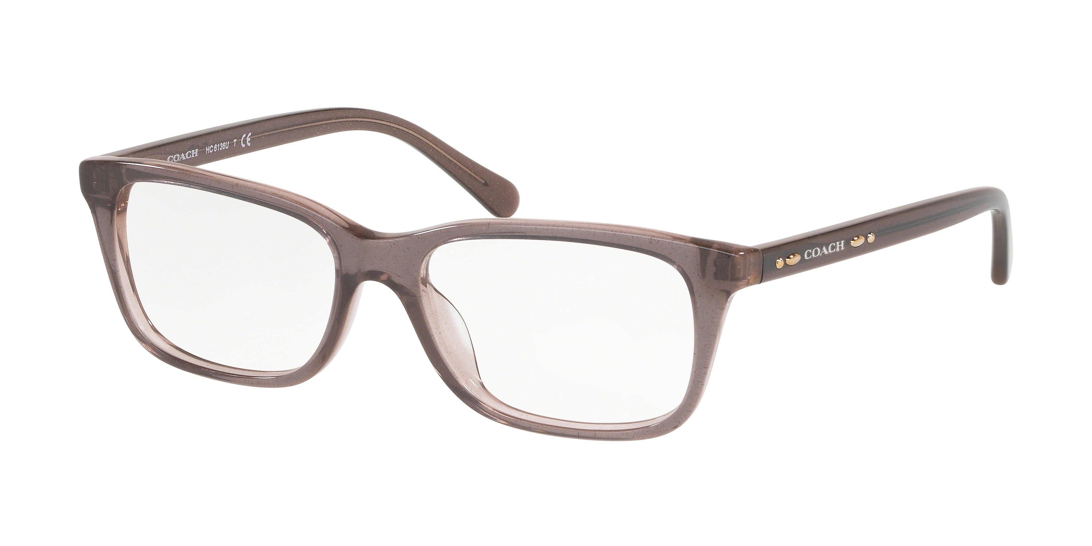 Coach HC6136U Rectangle Eyeglasses  5447-Transparent Glitter Grey 53-140-16 - Color Map Grey