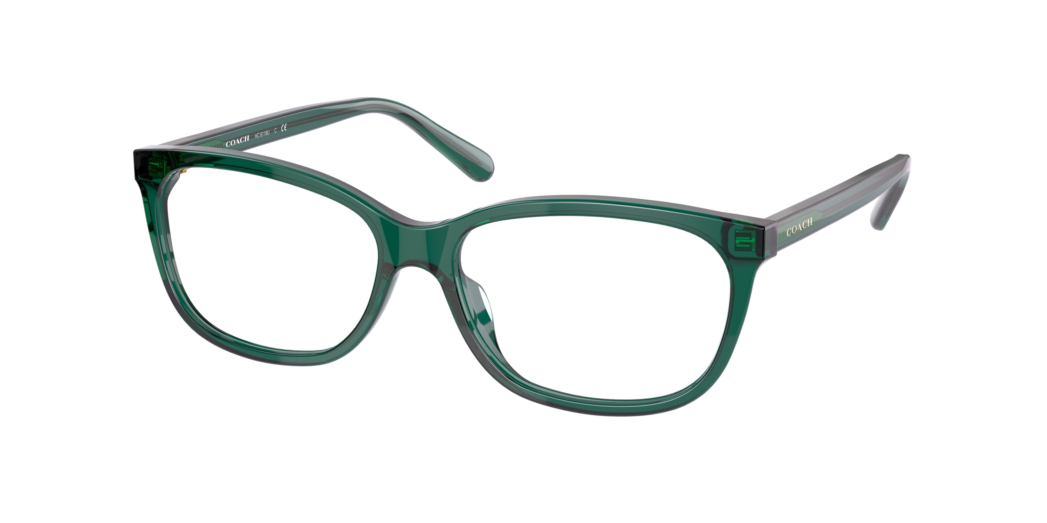 Coach HC6139U Pillow Eyeglasses 5661-Transparent Emerald Green 53-140-15 - Color Map Green