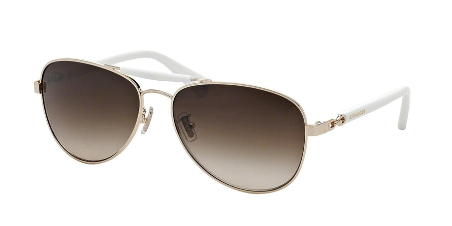 Coach L078 ALTON HC7041 Pilot Sunglasses  914013-GOLD/WHITE OAK 59-16-135 - Color Map gold