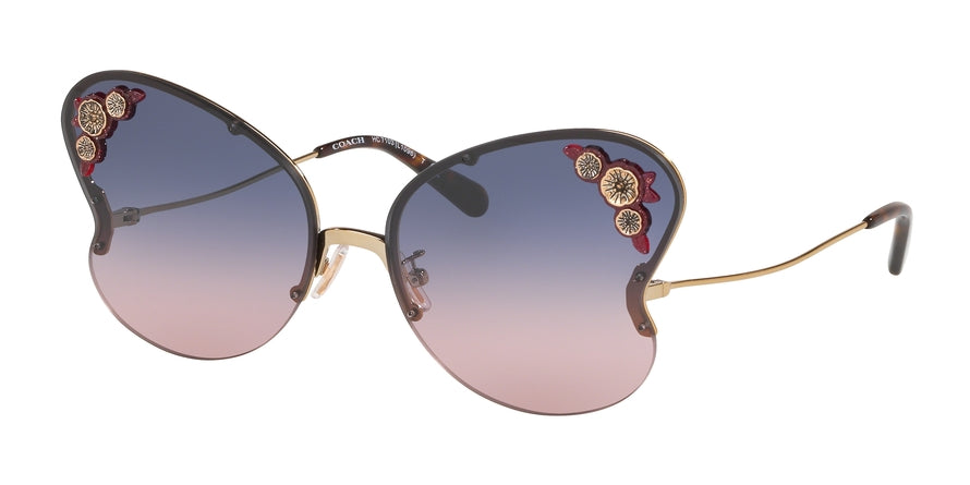 Coach L1096 HC7103 Butterfly Sunglasses  9005I6-SHINY LIGHT GOLD 64-17-140 - Color Map gold