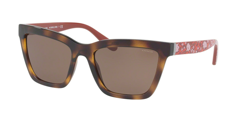 Coach L1635 HC8208 Square Sunglasses  545973-DARK TORT/RED ELECTRIC FLORAL 55-19-140 - Color Map havana
