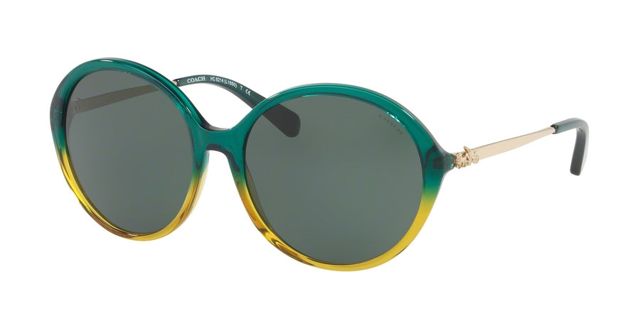 Coach HC8214F Round Sunglasses  547271-EMERALD MUSTARD GRADIENT 56-16-140 - Color Map green