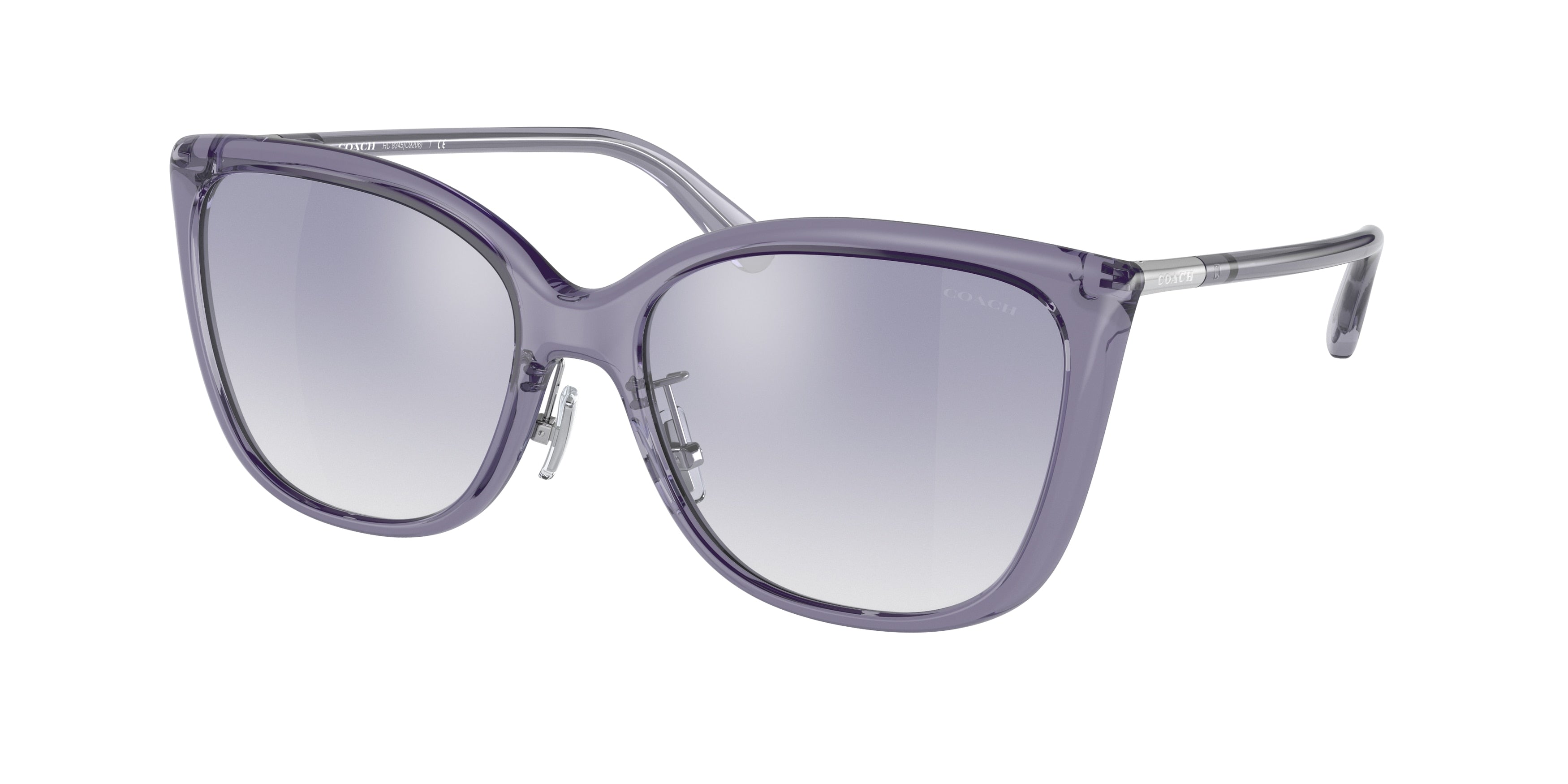 Coach C9206 HC8345 Square Sunglasses 56657B-Transparent Purple 57-145-17 - Color Map Violet