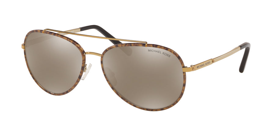 Michael Kors IDA MK1019 Pilot Sunglasses 11645A-GOLD MARBLE/GOLD-TONE 59-15-135 - Color Map brown