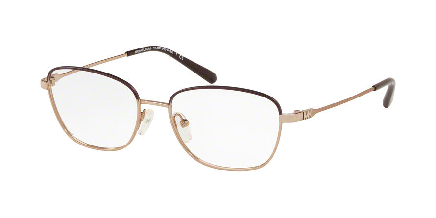 Michael Kors KEY LARGO MK3027 Rectangle Eyeglasses 1108-SHINY ROSE GOLD 52-16-140 - Color Map gold