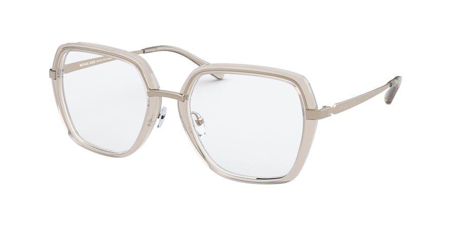 Michael Kors POINT REYES MK3045 Irregular Eyeglasses  1019-LIGHT GOLD/KHAKI TRANSPARENT 54-19-140 - Color Map brown