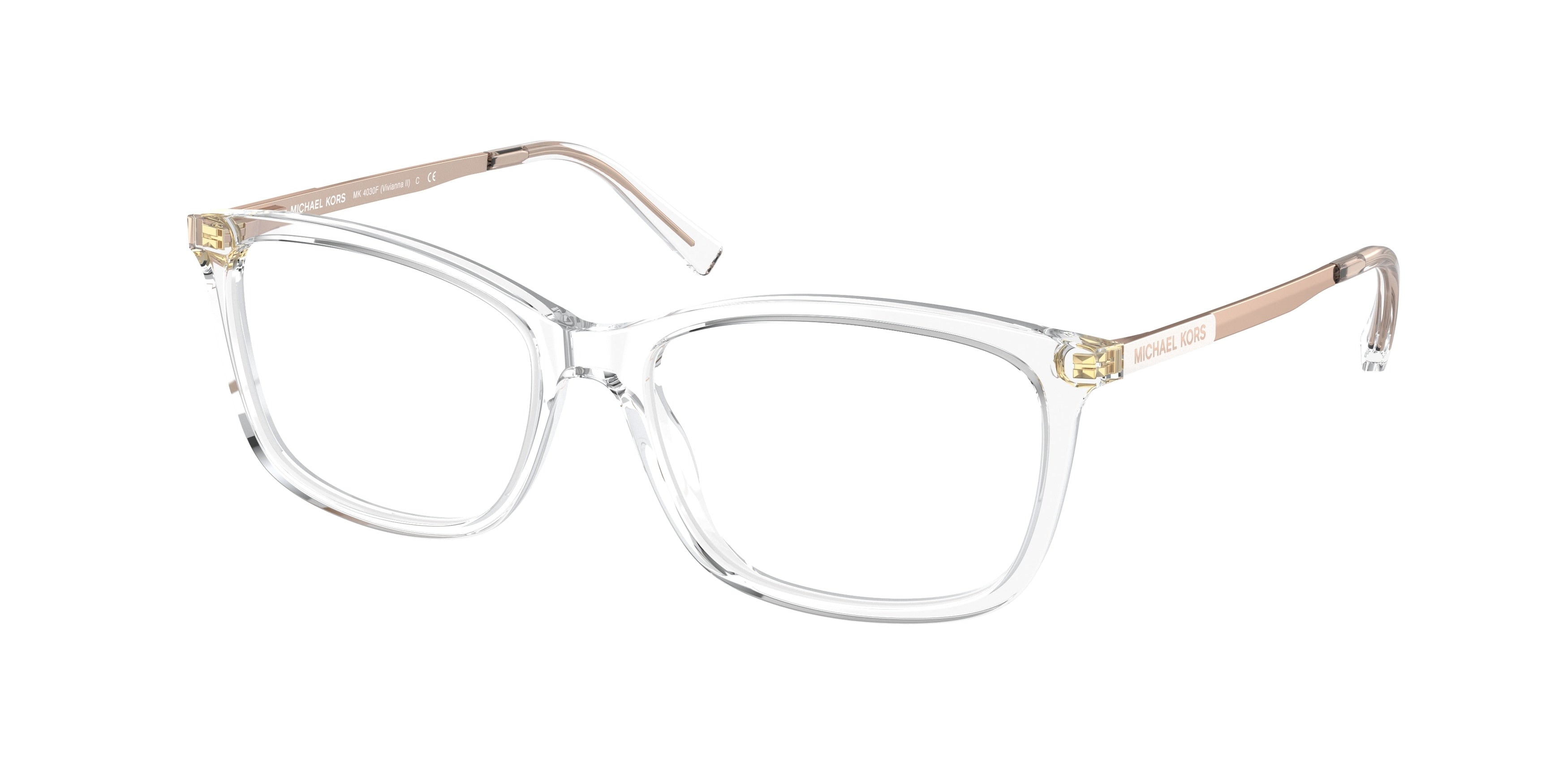Michael Kors VIVIANNA II MK4030F Rectangle Eyeglasses  3015-Clear 54-135-16 - Color Map Transparent