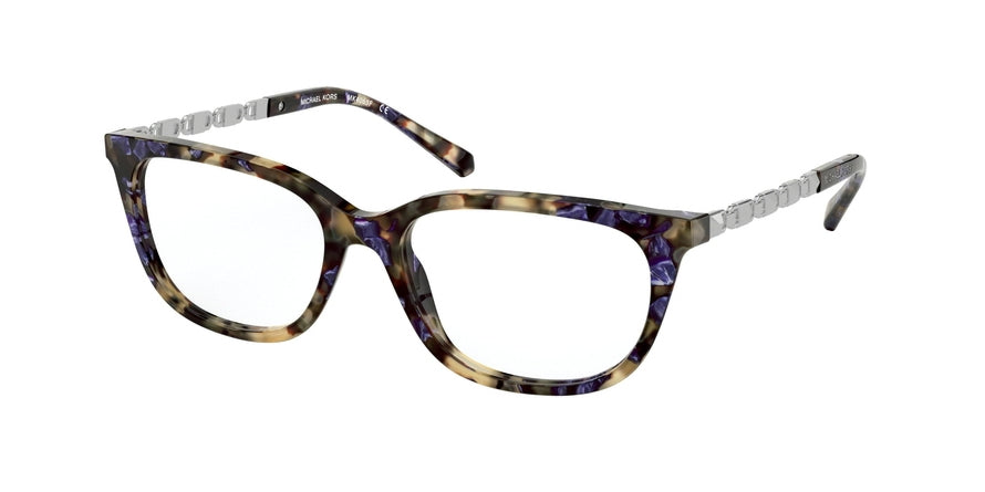 Michael Kors MEXICO CITY MK4065F Rectangle Eyeglasses 3279-NEW TREASURE BLUE FLECK TORT 54-17-140 - Color Map havana