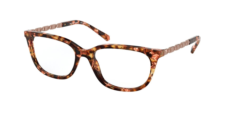Michael Kors MEXICO CITY MK4065F Rectangle Eyeglasses 3280-NEW TREASURE PINK FLECK TORT 54-17-140 - Color Map havana