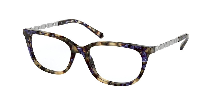 Michael Kors MEXICO CITY MK4065 Rectangle Eyeglasses 3279-NEW TREASURE BLUE FLECK TORT 54-17-140 - Color Map havana