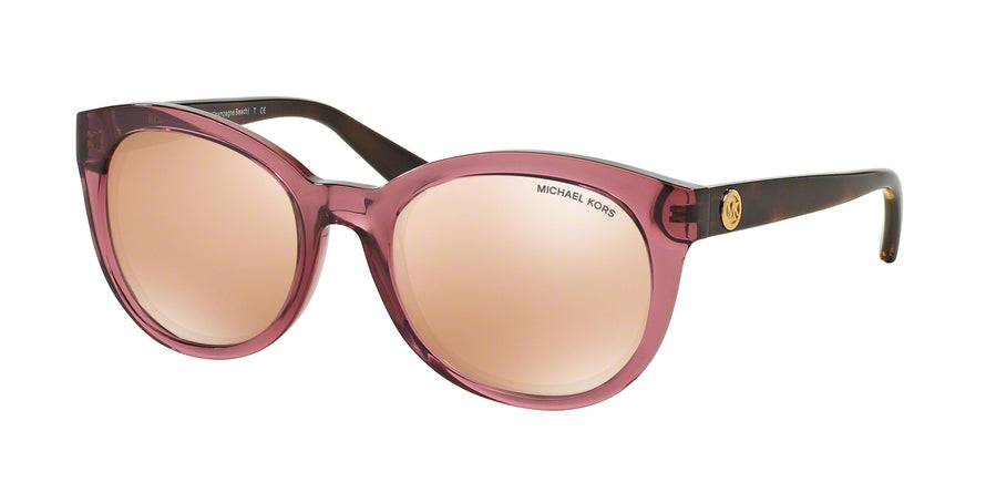 Michael Kors CHAMPAGNE BEACH MK6019 Round Sunglasses 3053R1-ROSE TRANSPARENT TORTOISE 53-20-135 - Color Map pink